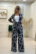 Set Camryn blusa y pantalón negro con blanco